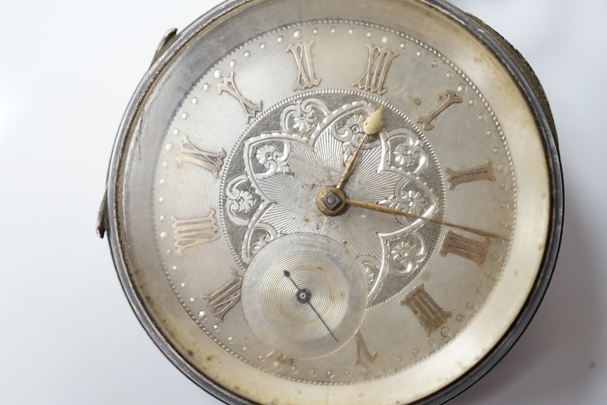 A Victorian silver open face keywind pocket watch by Davies of Ebbe Vale and one other late silver pocket watch. Condition - poor